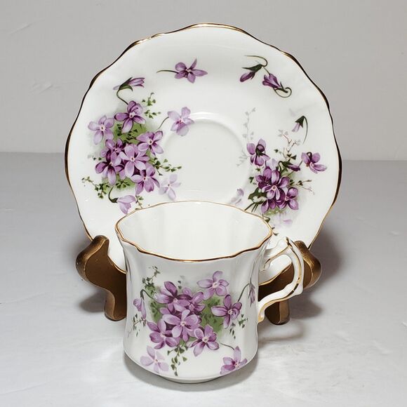 Hammersley Teacup and Saucer Victorian Violets Purple Vintage - Picture 8 of 8